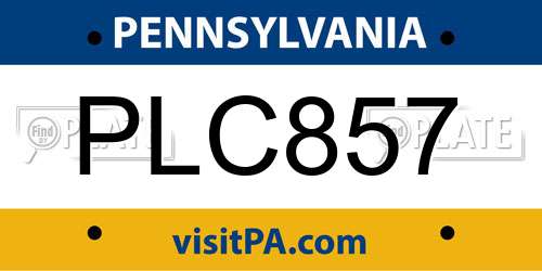 PLC857 Pennsylvania License Plate