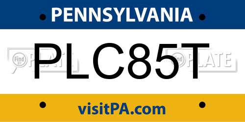 PLC85T Pennsylvania License Plate