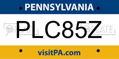 PLC85Z Pennsylvania License Plate