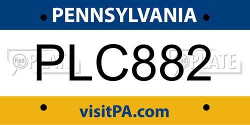 PLC882 Pennsylvania License Plate