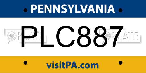 PLC887 Pennsylvania License Plate