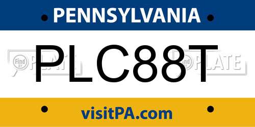 PLC88T Pennsylvania License Plate