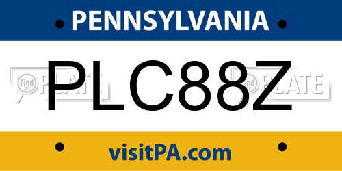 PLC88Z Pennsylvania License Plate