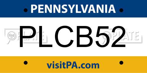 PLCB52 Pennsylvania License Plate