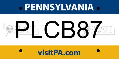 PLCB87 Pennsylvania License Plate