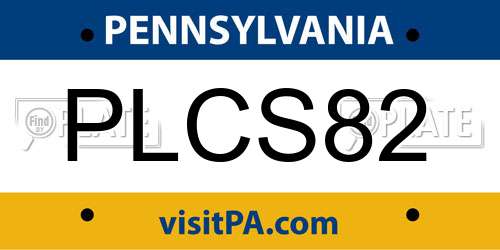 PLCS82 Pennsylvania License Plate