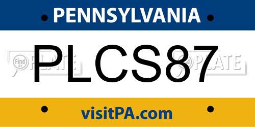 PLCS87 Pennsylvania License Plate