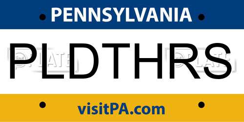 PLDTHRS Pennsylvania License Plate