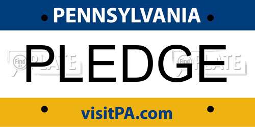PLEDGE Pennsylvania License Plate