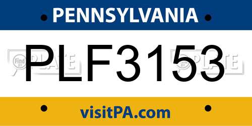PLF3153 Pennsylvania License Plate