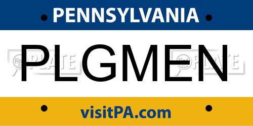 PLGMEN Pennsylvania License Plate