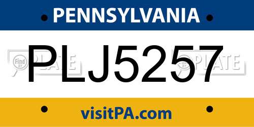 PLJ5257 Pennsylvania License Plate