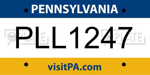PLL1247 Pennsylvania License Plate