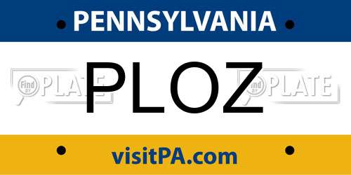 PLOZ Pennsylvania License Plate