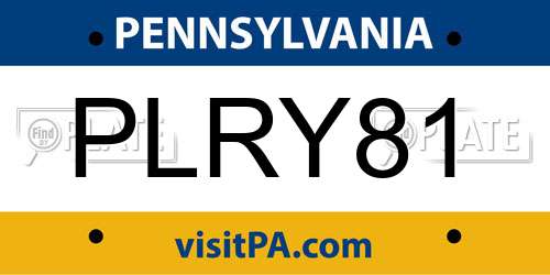 PLRY81 Pennsylvania License Plate