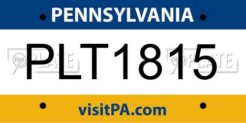 PLT1815 Pennsylvania License Plate