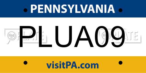 PLUA09 Pennsylvania License Plate
