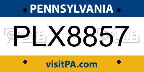 PLX8857 Pennsylvania License Plate