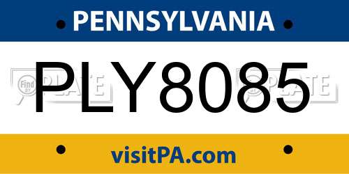 PLY8085 Pennsylvania License Plate