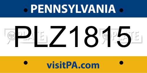 PLZ1815 Pennsylvania License Plate