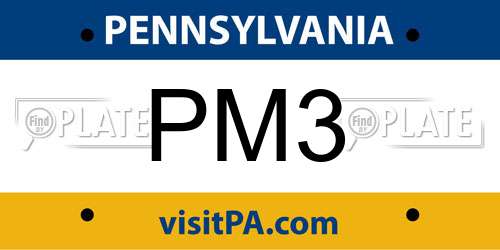 PM3 Pennsylvania License Plate