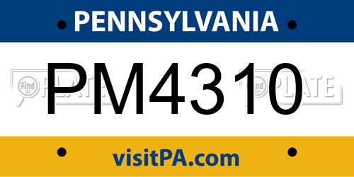 PM4310 Pennsylvania License Plate