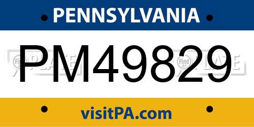 PM49829 Pennsylvania License Plate