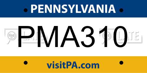 PMA310 Pennsylvania License Plate