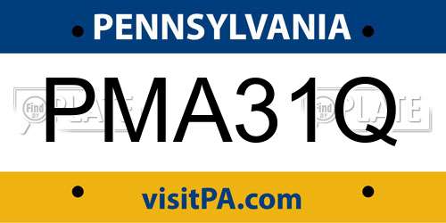 PMA31Q Pennsylvania License Plate