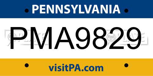 PMA9829 Pennsylvania License Plate