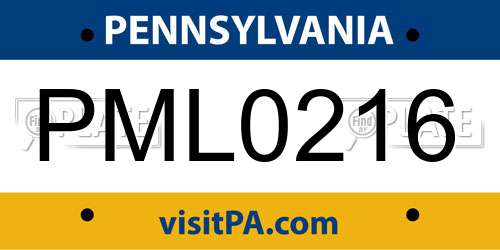 PML0216 Pennsylvania License Plate