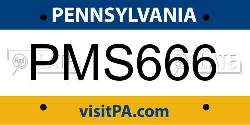 PMS666 Pennsylvania License Plate