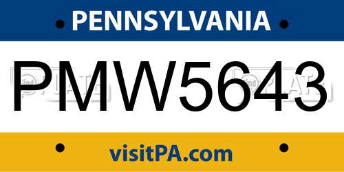 PMW5643 Pennsylvania License Plate