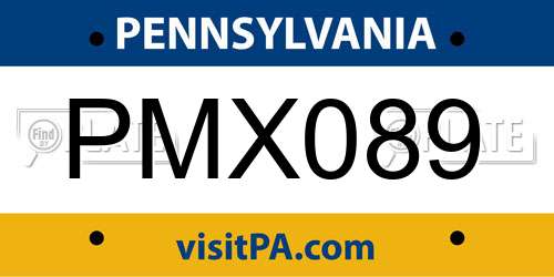 PMX089 Pennsylvania License Plate