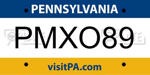 PMXO89 Pennsylvania License Plate