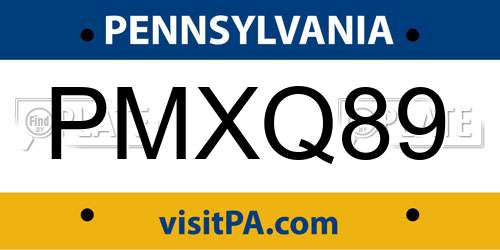PMXQ89 Pennsylvania License Plate