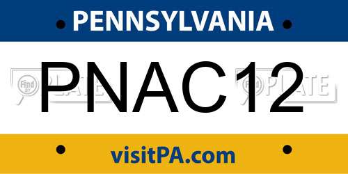 PNAC12 Pennsylvania License Plate