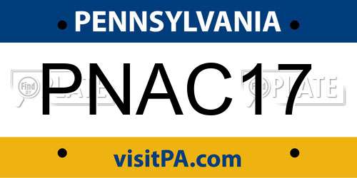 PNAC17 Pennsylvania License Plate