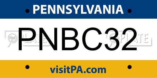 PNBC32 Pennsylvania License Plate