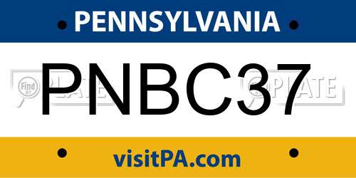 PNBC37 Pennsylvania License Plate