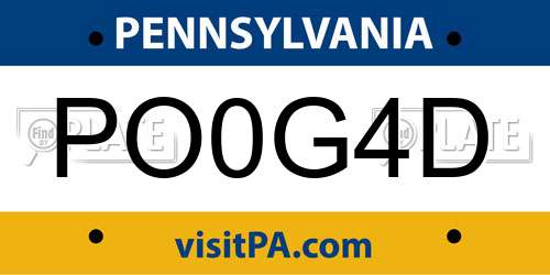 PO0G4D Pennsylvania License Plate