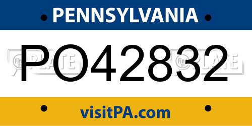 PO42832 Pennsylvania License Plate