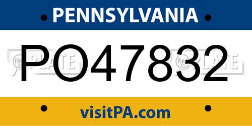 PO47832 Pennsylvania License Plate