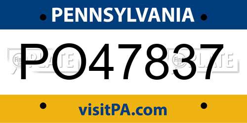 PO47837 Pennsylvania License Plate