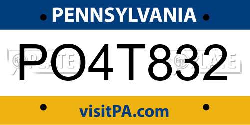PO4T832 Pennsylvania License Plate