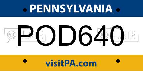 POD640 Pennsylvania License Plate