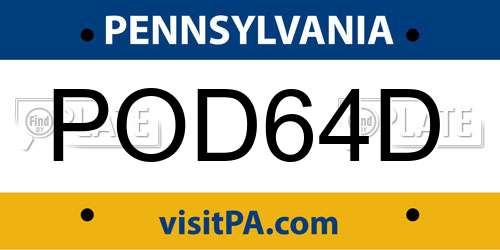 POD64D Pennsylvania License Plate
