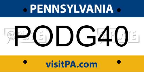 PODG40 Pennsylvania License Plate