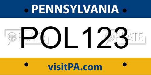 POL123 Pennsylvania License Plate