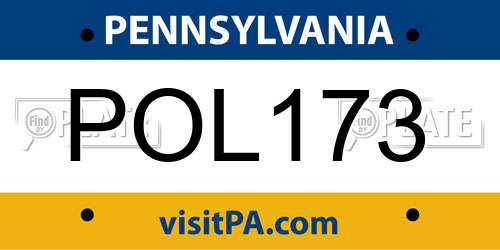 POL173 Pennsylvania License Plate